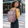 BAGSMART Carry On Travel Backpack, 17 Inch Large Travel backpack Carry On Flight Approved, Anti-theft Personal Item Backpack Travel Bag With Shoe Bag, 30L Water Resistant Casual Daypack, Beige(Rose Purple)