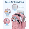 BAGSMART Carry On Travel Backpack, 17 Inch Large Travel backpack Carry On Flight Approved, Anti-theft Personal Item Backpack Travel Bag With Shoe Bag, 30L Water Resistant Casual Daypack, Beige(Pink)