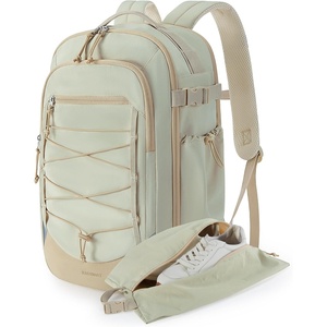 BAGSMART Carry On Travel Backpack, 17 Inch Large Travel backpack Carry On Flight Approved, Anti-theft Personal Item Backpack Travel Bag With Shoe Bag, 30L Water Resistant Casual Daypack, Beige(Beige)