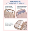 BAGSMART Electronic Cord Cable Organizer Travel Bag Case, Double Layers Tech Electronic Bag, Essentials for Charger, Cable, Phone, Flash drive, Beige(Single Layer Quilted Pink)