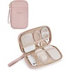 BAGSMART Electronic Cord Cable Organizer Travel Bag Case, Double Layers Tech Electronic Bag, Essentials for Charger, Cable, Phone, Flash drive, Beige(Single Layer Quilted Pink)