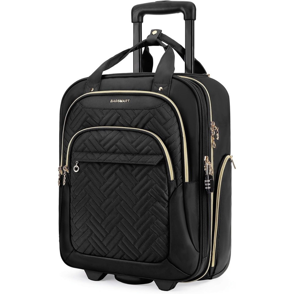 image:imageBAGSMART Underseat Carry On Luggage16 Softside Suitcase with Wheels BlackBlack