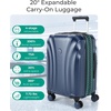 BAGSMART Carry On Luggage 22x14x9 Airline Approved with TSA Lock, Expandable Hard Shell Suitcase with Spinner Wheels, Lightweight 20 Inch Travel Rolling Carry-On Luggage, Light Blue