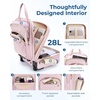 BAGSMART Underseat Carry On Luggage,16″ Softside Suitcase with Wheels, Black(Pink)