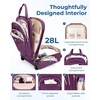 BAGSMART Underseat Carry On Luggage,16″ Softside Suitcase with Wheels, Black(Purple)