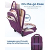 BAGSMART Underseat Carry On Luggage,16″ Softside Suitcase with Wheels, Black(Purple)