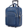 BAGSMART Underseat Carry On Luggage,16″ Softside Suitcase with Wheels, Black(Blue)