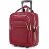BAGSMART Underseat Carry On Luggage,16″ Softside Suitcase with Wheels, Black(Red)