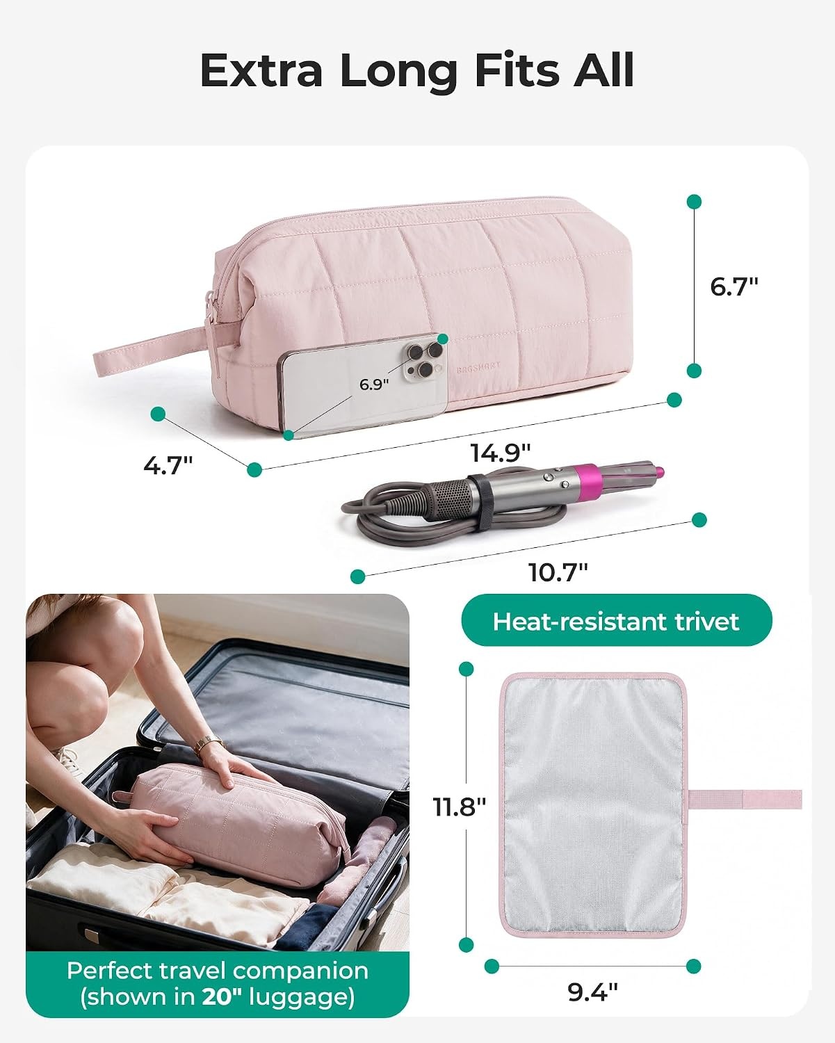 image:imageBAGSMART Hair Tools Travel Bag Hair Tool Organizer with HeatResistant MatBrown