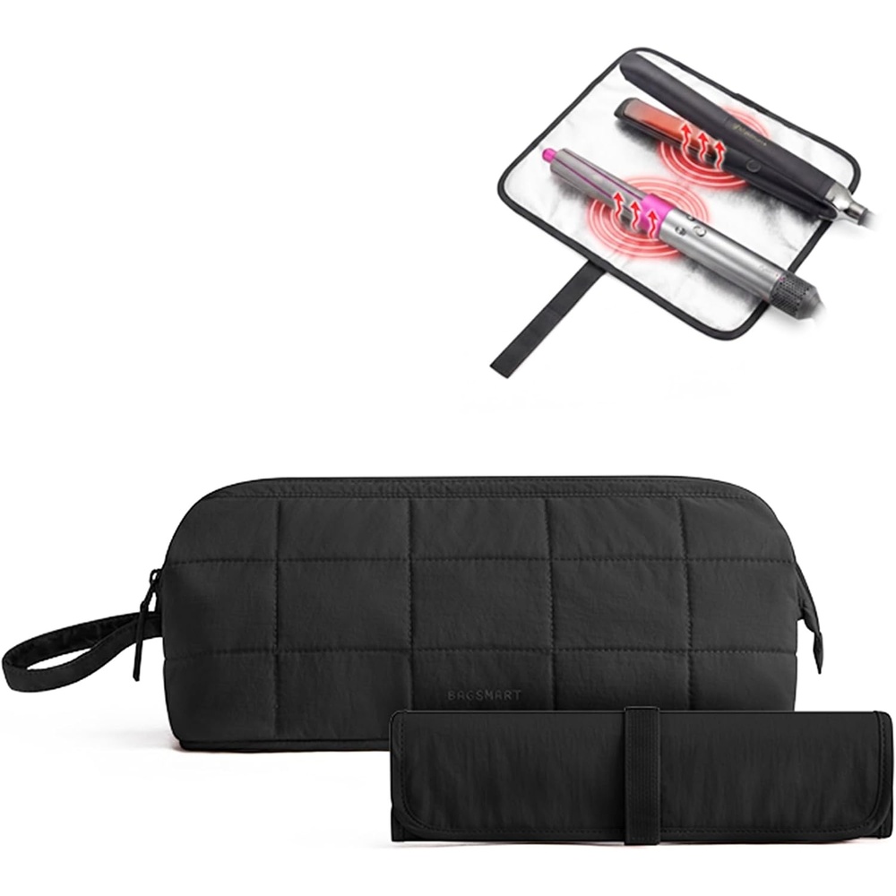 image:imageBAGSMART Hair Tools Travel Bag Hair Tool Organizer with HeatResistant MatBlack