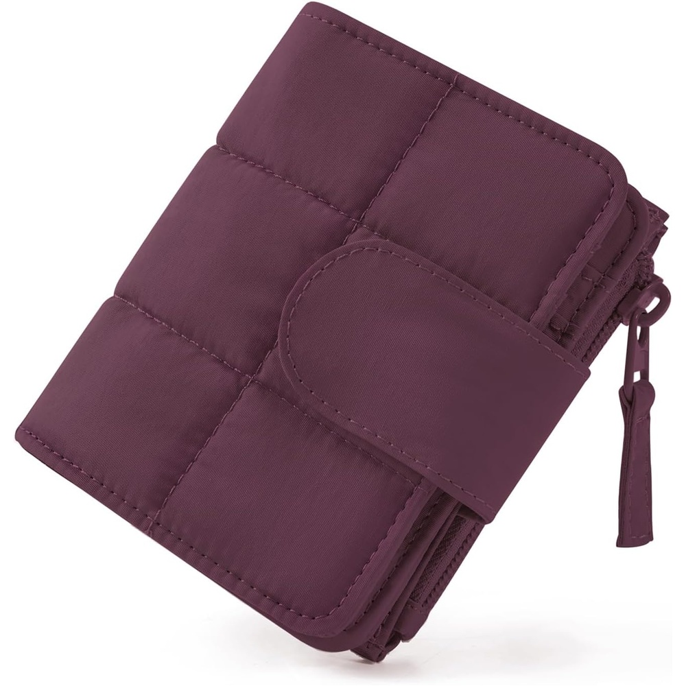 image:imageBAGSMART Womens Wallets Puffy RFID Blocking Bifold Card Holder WalletCherry Red