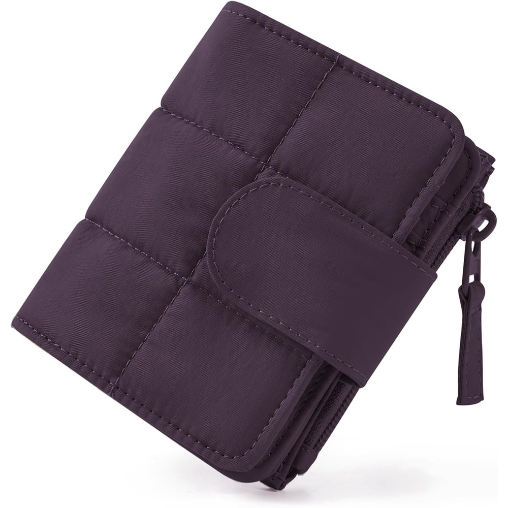 image:imageBAGSMART Womens Wallets Puffy RFID Blocking Bifold Card Holder WalletCrimson Purple