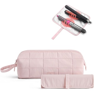 BAGSMART Hair Tools Travel Bag, Hair Tool Organizer with Heat-Resistant Mat(Baby Pink)