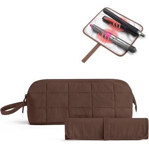 BAGSMART Hair Tools Travel Bag, Hair Tool Organizer with Heat-Resistant Mat(Chocolate Brown)