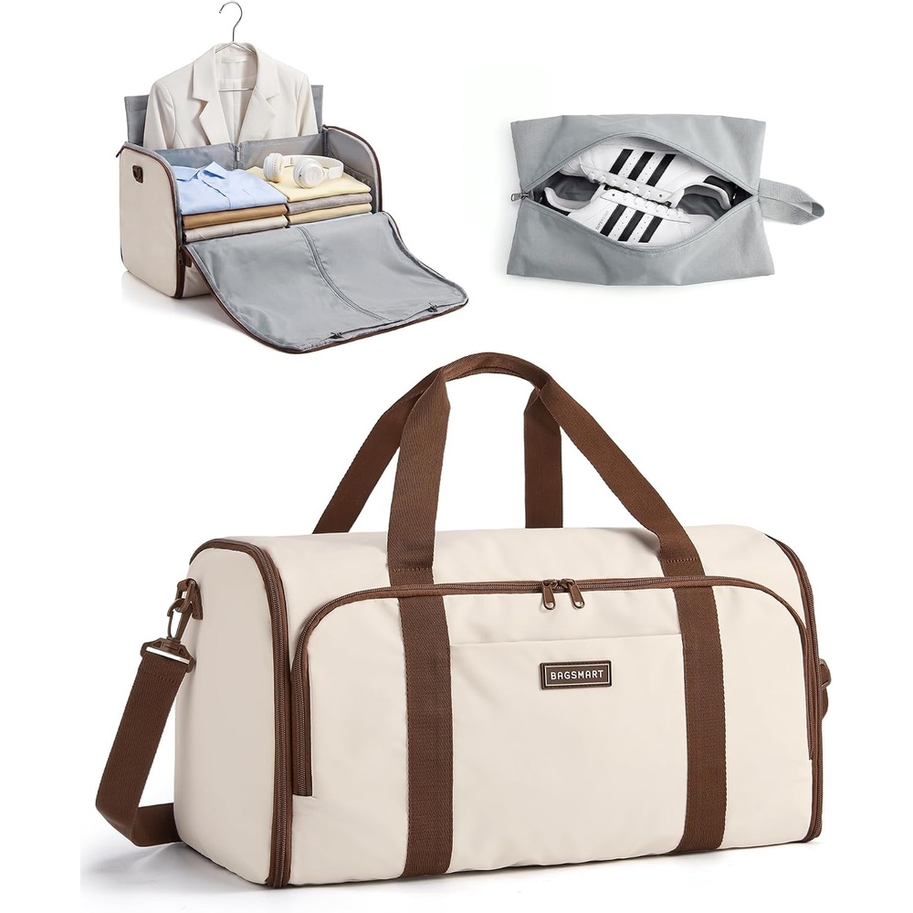 image:imageBAGSMART 2in1 Garment Duffle Bag with with Shoes Bag WhiteWhite