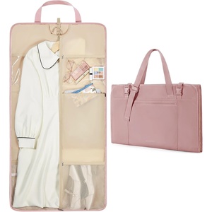 BAGSMART Garment Bags for Travel Foldable Carry on Suit Carrier for Hanging Clothes Stylish Dress Carrier Large Convertible Weekender Garment Bags for Women Men(Sleek Dark Pink)