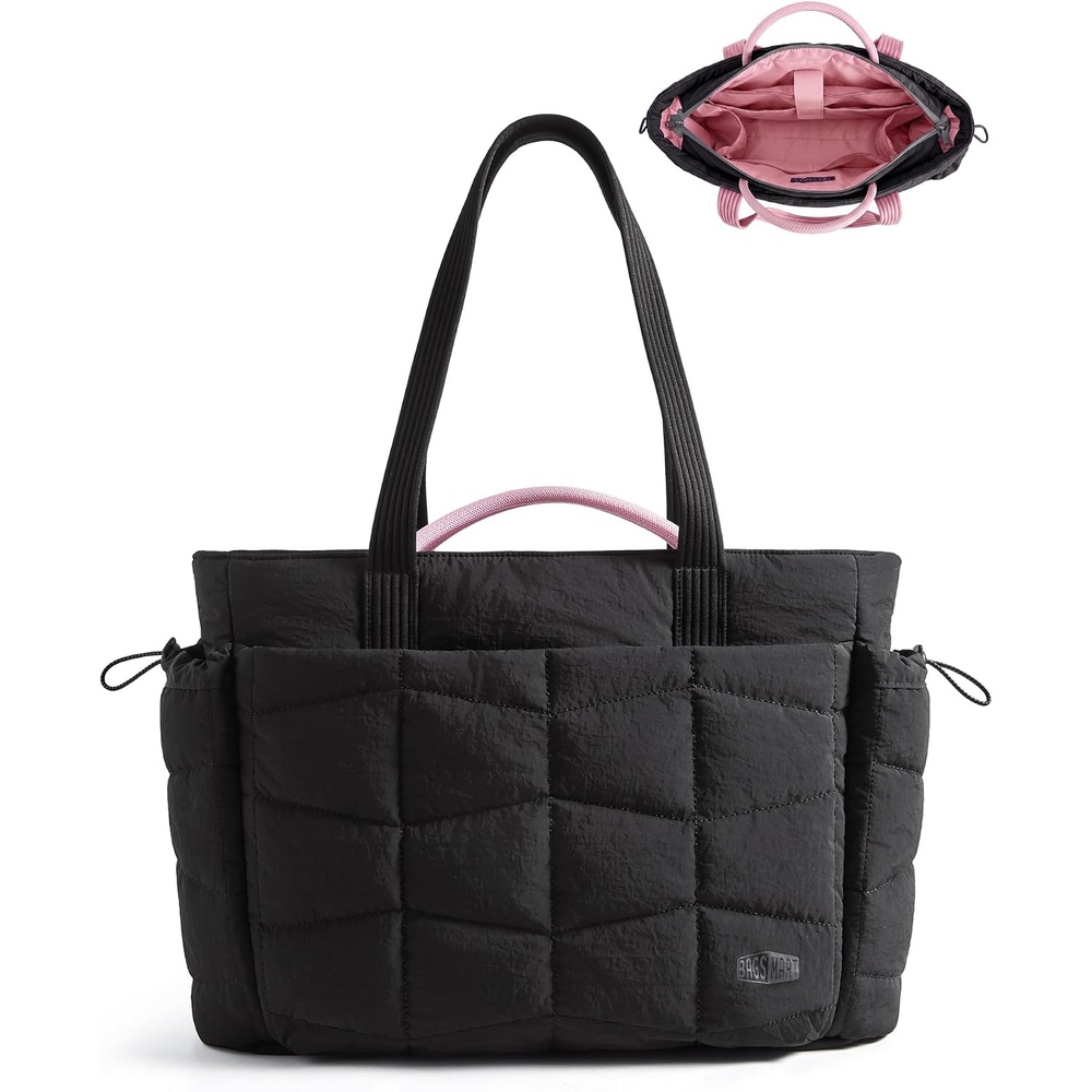 image:imageBAGSMART TRINI Tote Bag for 156 Laptop WaterResistant Shoulder HandbagJet Black